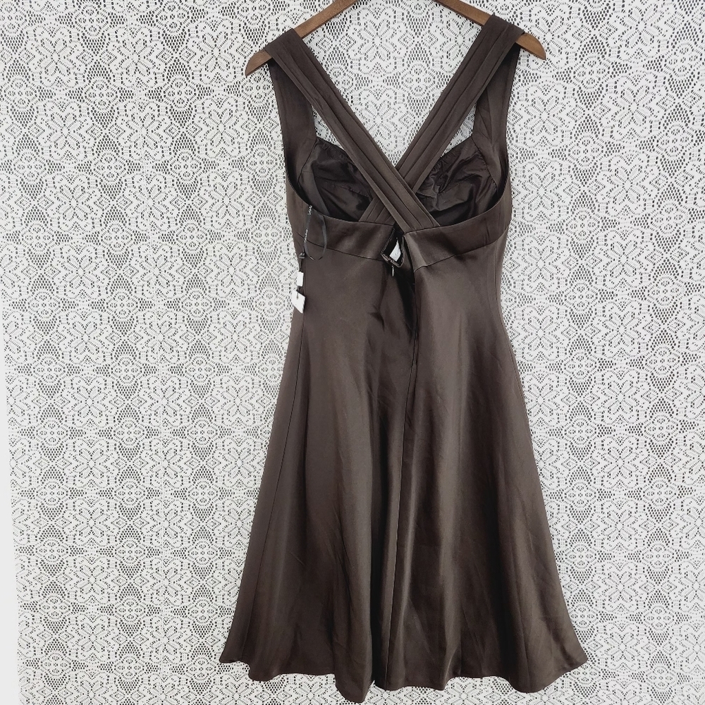 NWT Calvin Klein Sweetheart crisscross fit & flare mini dress 12 brown - Picture 2 of 9